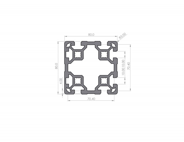 Aluminiumprofil 80x80 Nut 10 B-Typ 2N